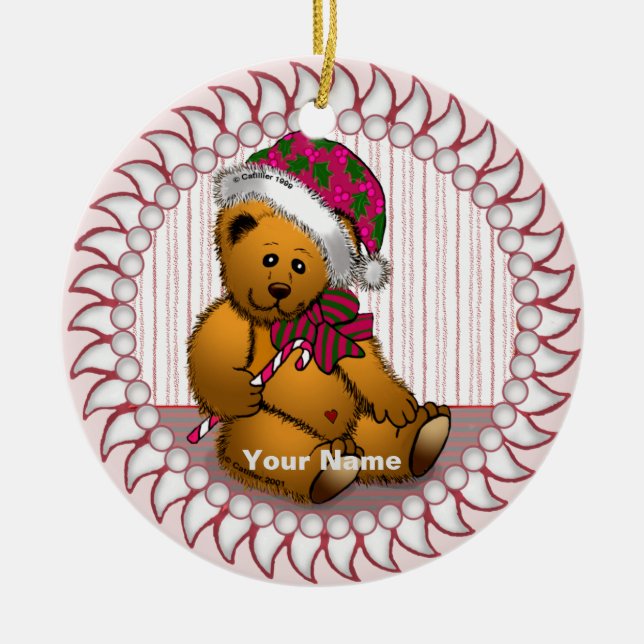 Santa Bear Ceramic Tree Decoration (Front)