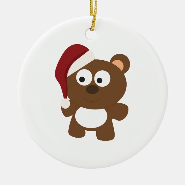 Santa Bear Ceramic Tree Decoration (Front)