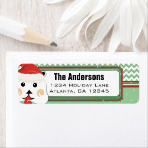 Santa Bear Chevron ZigZag Christmas Return Address