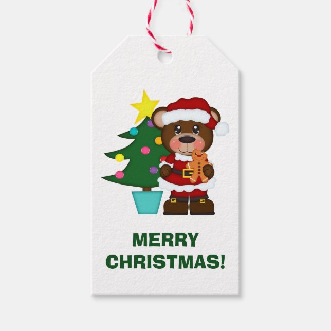Santa Bear Holiday Gift Tags (Front)