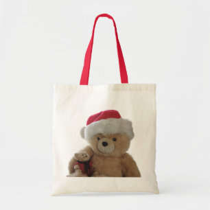 Santa bear with little bear budget tote bag