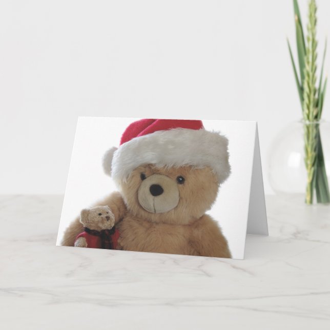 Santa bear with little bear Christmas card (Front)