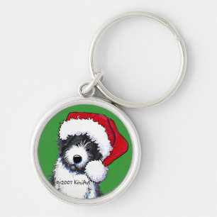 Santa Bearded Collie Gifts Key Ring
