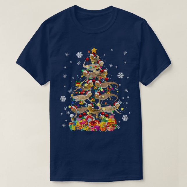 Santa Bearded Dragon Christmas Tree Animal Christm T-Shirt (Design Front)
