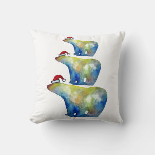 Santa Bears Watercolor Cushion