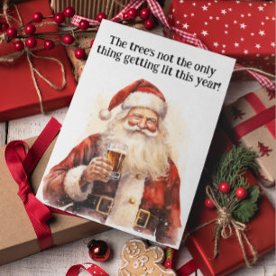 Santa Beer Lover Funny  Holiday Card