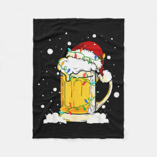 Santa Beer Merry Christmas Drinking Happy Holiday Fleece Blanket