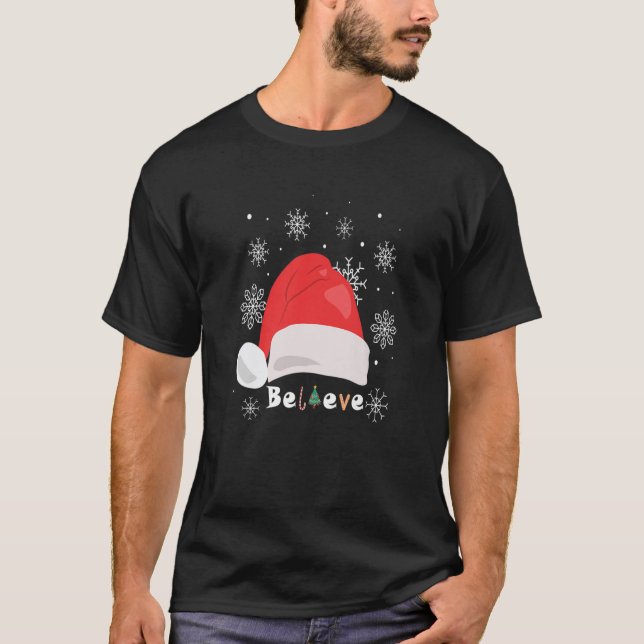 Santa Believe Christmas Pyjamas For Boys Girls And T-Shirt (Front)
