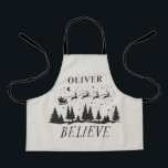 Santa believe Christmas traditional beige photo Apron<br><div class="desc">Santa believe Christmas traditional modern holiday elegant beige and black photo favour baking apron gift design.</div>