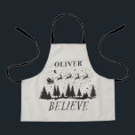 Santa believe Christmas traditional beige photo Apron<br><div class="desc">Santa believe Christmas traditional modern holiday elegant beige and black photo favour baking apron gift design.</div>