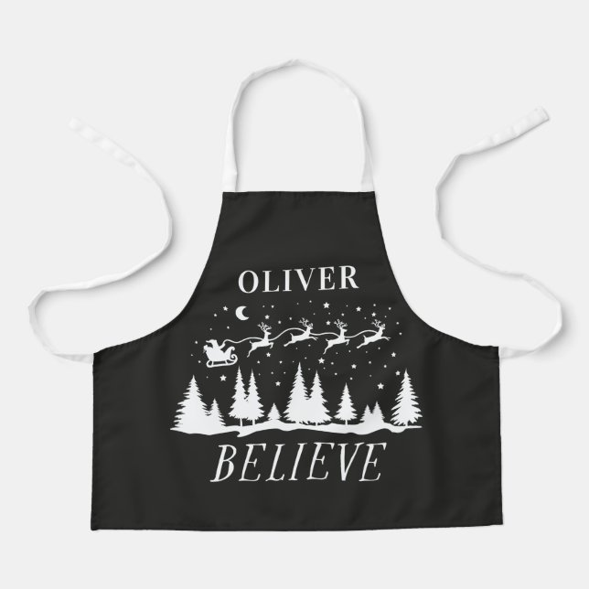 Santa believe Christmas traditional blue photo Apron (Front)