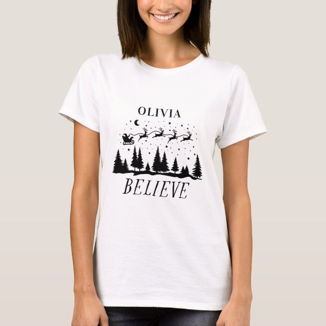 Santa believe Christmas traditional family T-Shirt (Front)