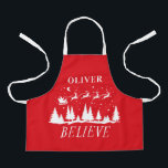 Santa believe Christmas traditional red photo Apron<br><div class="desc">Santa believe Christmas traditional modern holiday red and white photo favour baking apron gift design.</div>