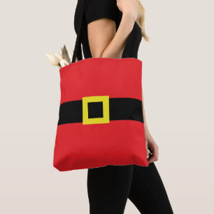 Santa Belly Belt Buckle Cute Fun Holiday Red Tote Bag