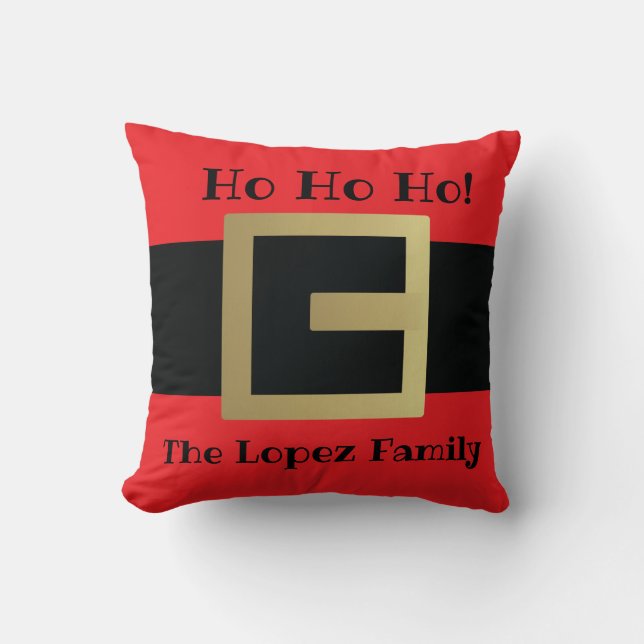 Santa Belt Christmas Personalised Family Cushion (Front)