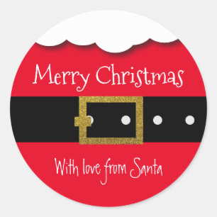 Santa Belt Merry Christmas Personalised Classic Round Sticker