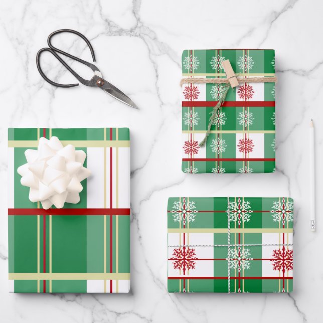 Santa Belt Plaid Christmas | Festive Holiday Gift Wrapping Paper Sheet (Front)