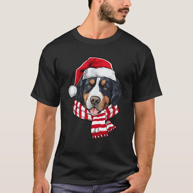 Santa Bernese Mountain Christmas Dog Lover Men Wom T-Shirt (Front)