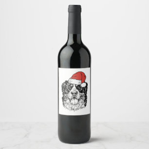 Santa Bernese Mountain Dog Berner Bmd Ugly Christm Wine Label
