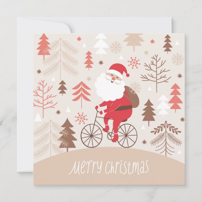 Santa Bicycling Holiday Card (Front)