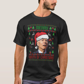 Santa Biden Merry 4th of Christmas Ugly Christmas T-Shirt
