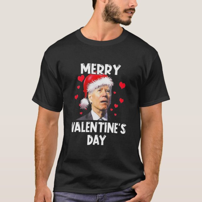 Santa Biden Merry Valentine's Day Snow Christmas P T-Shirt (Front)