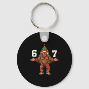 Santa Bigfoot 67 Christmas Tree Xmas Lights Funny  Key Ring