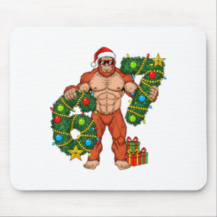 Santa Bigfoot 67 Christmas Tree Xmas Lights Funny Mouse Mat