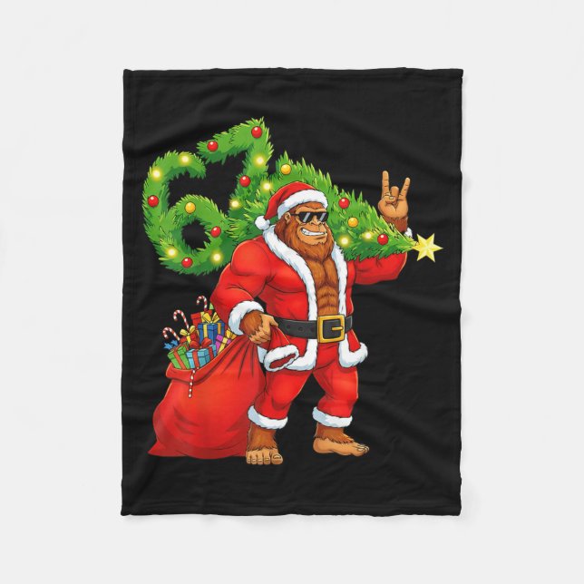 Santa Bigfoot 67 Meme Funny Six Seven Christmas Ho Fleece Blanket (Front)