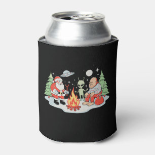 Santa Bigfoot Alien Campfire Christmas Holiday Can Cooler