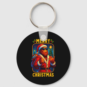 Santa Bigfoot Boys Men Merry Christmas Funny Sasqu Key Ring