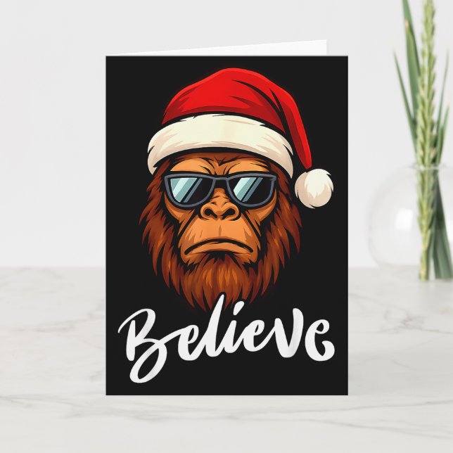 Santa Bigfoot Christmas Funny Sasquatch Believe Xm Card (Front)