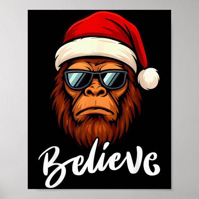 Santa Bigfoot Christmas Funny Sasquatch Believe Xm Poster (Front)