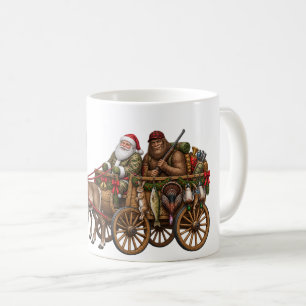 Santa Bigfoot Christmas Hunting Adventure Vintage Coffee Mug