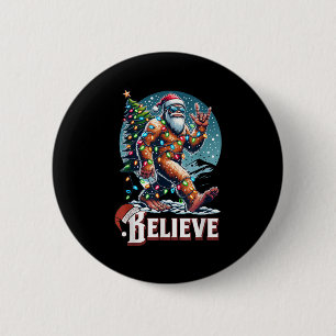 Santa Bigfoot Christmas Lights Funny Sasquatch Bel 6 Cm Round Badge