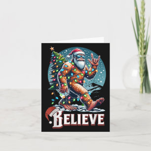 Santa Bigfoot Christmas Lights Funny Sasquatch Bel Card