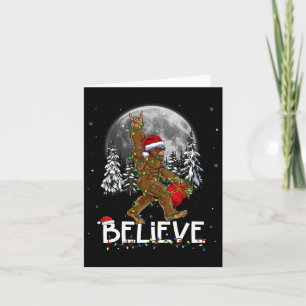 Santa Bigfoot Christmas Lights Funny Sasquatch Bel Card