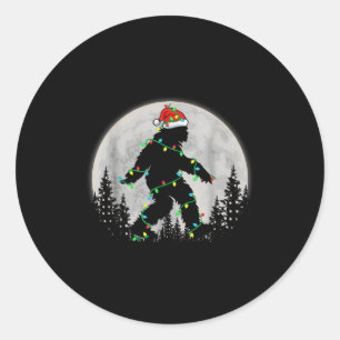 Santa Bigfoot Christmas Lights Funny Sasquatch Bel Classic Round Sticker