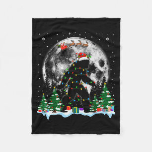 Santa Bigfoot Christmas Lights Funny Sasquatch Bel Fleece Blanket
