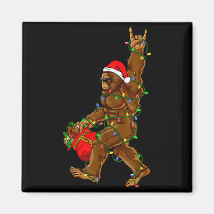 Santa Bigfoot Christmas Lights Funny Sasquatch Bel Magnet