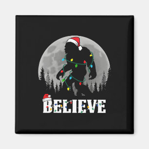 Santa Bigfoot Christmas Lights Funny Sasquatch Bel Magnet