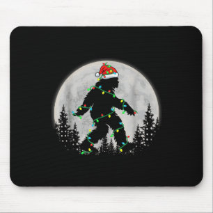 Santa Bigfoot Christmas Lights Funny Sasquatch Bel Mouse Mat