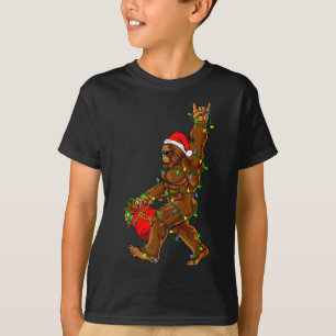 Santa Bigfoot Christmas Lights Funny Sasquatch Bel T-Shirt