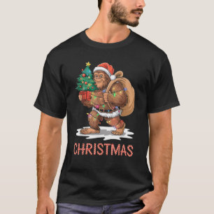 Santa Bigfoot Christmas Lights Funny Sasquatch Bel T-Shirt
