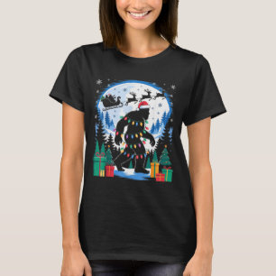 Santa Bigfoot Christmas Lights Funny Sasquatch Bel T-Shirt