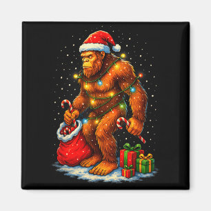 Santa Bigfoot Christmas Lights Funny Sasquatch  Magnet