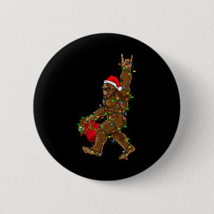 Santa Bigfoot Christmas Lights Rock Fun Sasquatch 6 Cm Round Badge