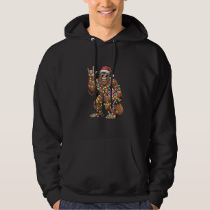 Santa Bigfoot Christmas Lights Rock Funny  Hoodie