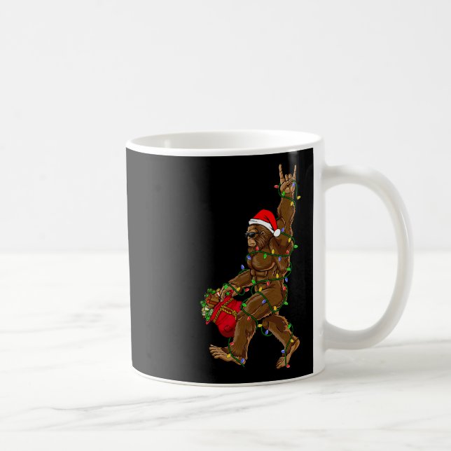 Santa Bigfoot Christmas Lights Rock Funny Sasquatc Coffee Mug (Right)