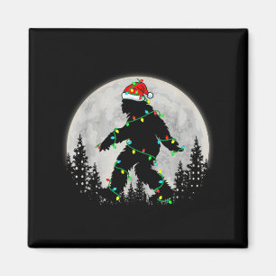 Santa Bigfoot Christmas Lights Rock Funny Sasquatc Magnet